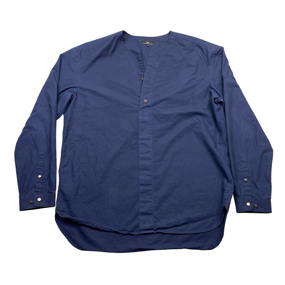 TNGT Today N Going On Tomorrow Navy Blue Split Neck‎ Snap Button Shirt Size 105